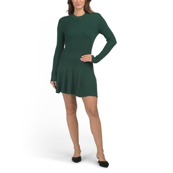 SUPER NATURAL BY SECRET MISSION Fir Green Merlin Knit Mini Dress - Picture 1 of 2